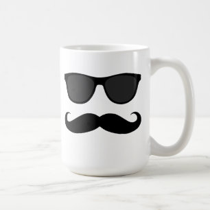 Caneca De Café Humor preto do bigode e dos óculos de sol