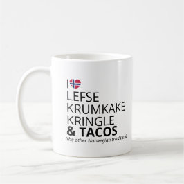 Caneca De Café Humor sobre Comida Escandinava Lefse & Tacos