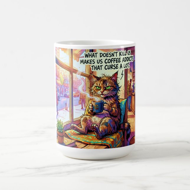 Caneca de café humorística com design de gato mal- (Centro)
