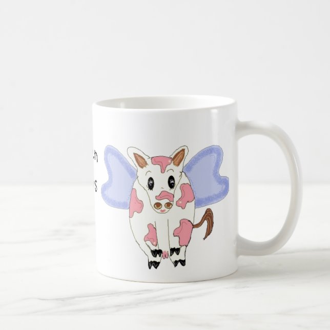 Caneca De Café Humorístico Quando as Vacas Voam (Direita)