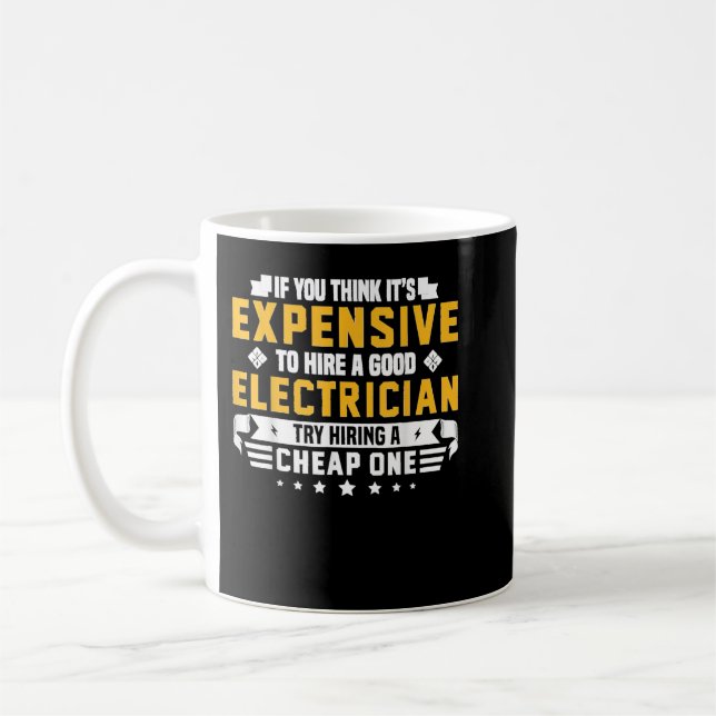 Caneca De Café Humorous Electrician Pun Funny Electrician Technic (Esquerda)