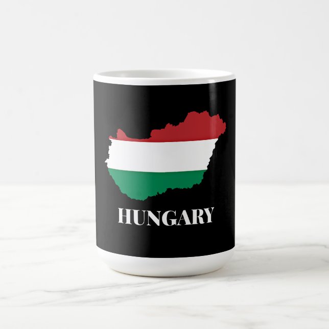 Caneca De Café Hungria, silhueta e bandeira, (Centro)