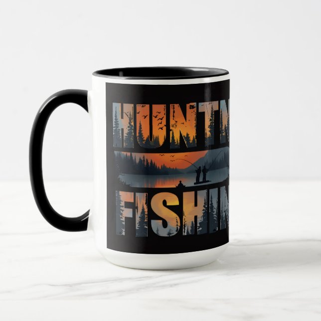 Caneca de Café Huntin Fishin | Caneca de Pesca ao  (Esquerda)