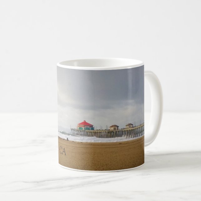 Caneca De Café Huntington Beach Pier, CA (Frente Esquerda)
