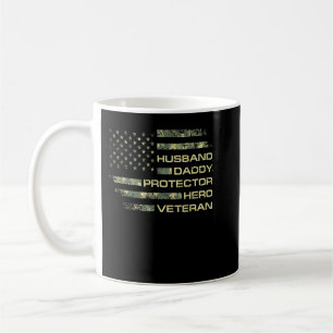 Caneca De Café Husband Pai Protector Hero Veteran USA Flag Camo