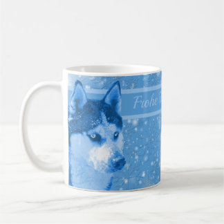 Caneca De Café Husky blau Frohe Weihnachten Daddy