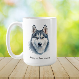 Caneca De Café Husky em Aquarela + Citação Personalizada