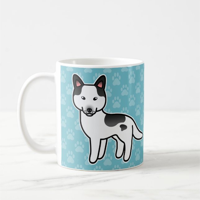 Caneca De Café Husky Siberiano Cartoonista Piebald Preto (Esquerda)