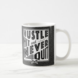 Caneca De Café Hustle De Softball De Baseball, Bate E Nunca Sai D