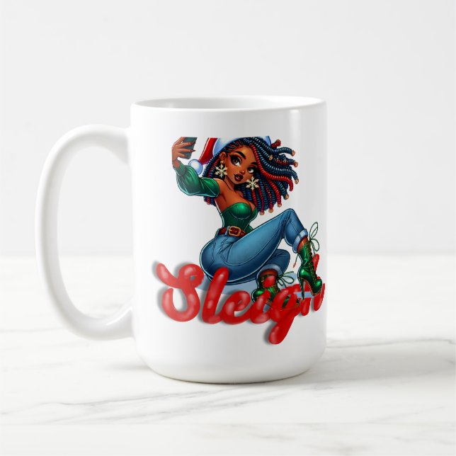 Caneca De Café Hustle Feriado: Auxiliar de Papais noeis Chic (Esquerda)