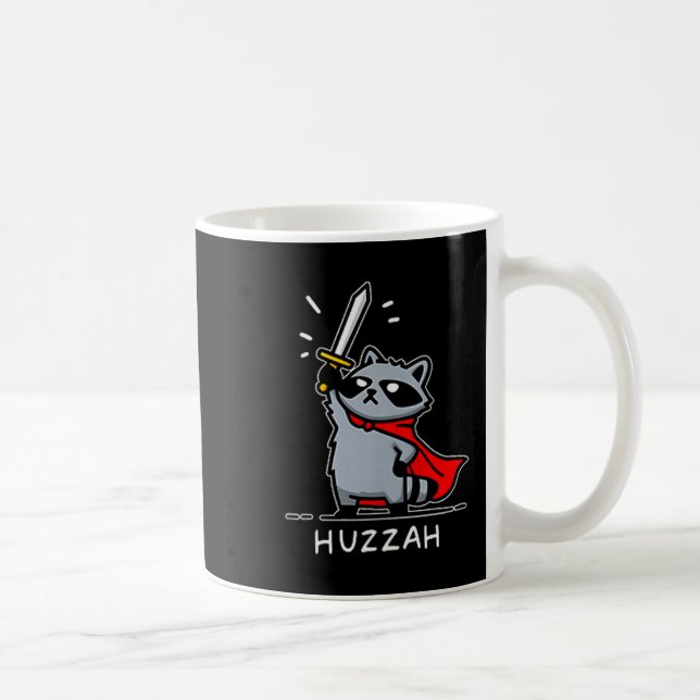 Caneca De Café Huzzah Raccoon Knight Funny Sword Meme Quote  (Direita)