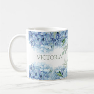 Caneca De Café Hydrangea Azul Personalizado