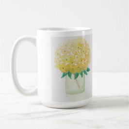 Caneca De Café Hydrangeas Amarelas num vaso