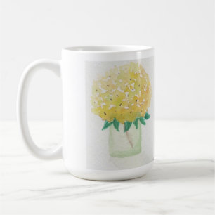 Caneca De Café Hydrangeas Amarelas num vaso