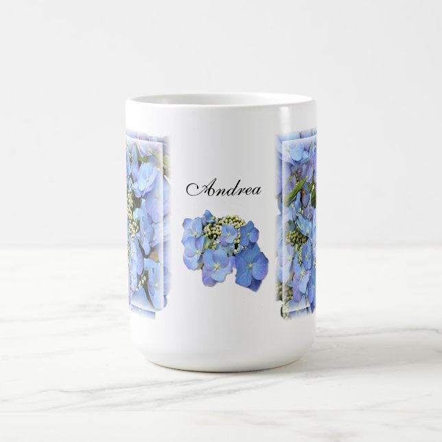 Caneca De Café Hydrangeas azuis de Lacecap (Centro)