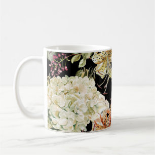 Caneca De Café Hydrangeas de Aquarela Lírios: Padrão Floral