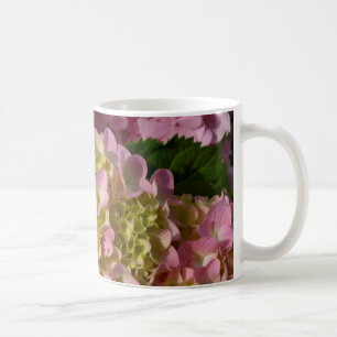 Caneca De Café Hydrangeas Rosa e Creme