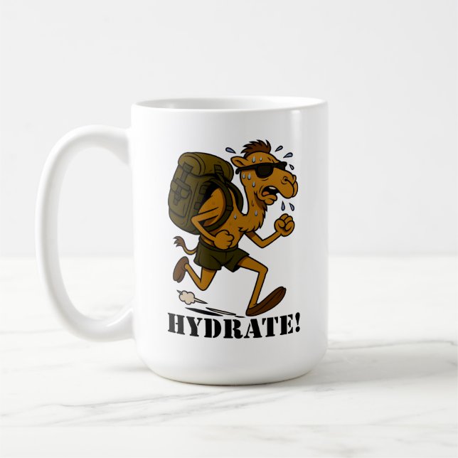 Caneca De Café Hydrate – Funny Camel Running Fitness Design (Esquerda)