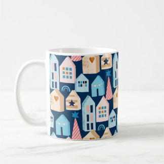 Caneca De Café Hygge Scandinavian Nordic Houses Padrão de Natal