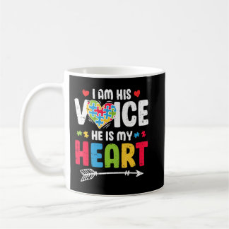 Caneca De Café I Am His Voice He Is My Heart Autism Awareness Aut