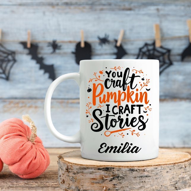 Caneca De Café I Artesanato Stories Custom Halloween Mug for Writ (Criador carregado)