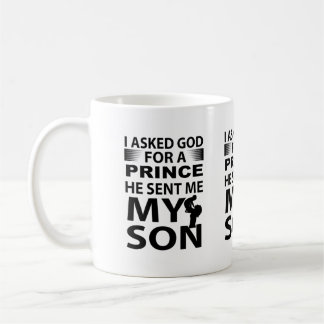 Caneca De Café I Asked God For A Prince He Sent Me My Son Coffee 