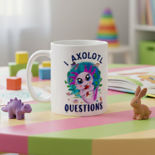 Caneca De Café I Axolotl Perguntas, Axolotl Kawaii rosa