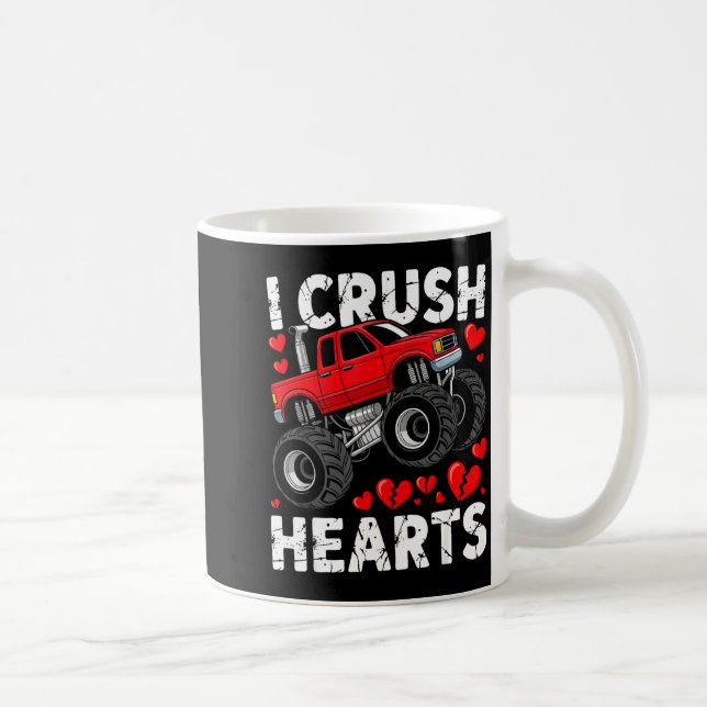 Caneca De Café I Crush Hearts Valentine Monster Truck Boys Toddle (Direita)