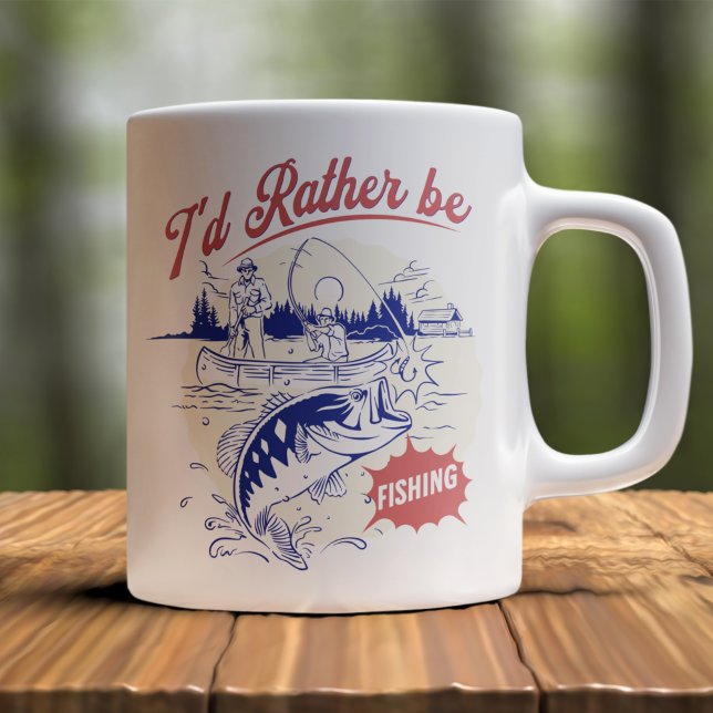 Caneca De Café I’d Rather Be Fishing, Funny Fishing Saying (Criador carregado)