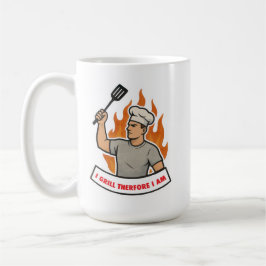 Caneca De Café I GRILL THEREFORE I AM funny for dad husband son
