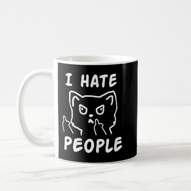 Caneca De Café I hate people cat funny (Esquerda)