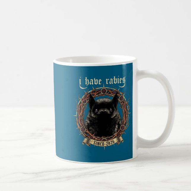 Caneca De Café I Have Rabies Gothic Bat Dark Humor Shirt Mens Wom (Direita)