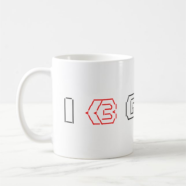Caneca De Café I Heart Geeks ASCII ART (Esquerda)