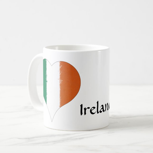 Caneca De Café I Heart Ireland Irish Tricolor Flag (Frente Esquerda)