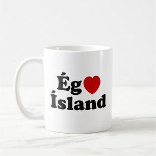 Caneca De Café I Heart (Love) Islândia [Ég Elska Ísland] Islandês