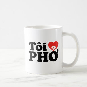 Caneca De Café I Heart (Love) Pho (Tôi9PHỞ) Língua vietnamita