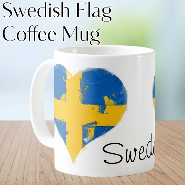 Caneca De Café I Heart Suecia Swedish Flag (I Heart Sweden Swedish Flag Coffee Mug. Celebrate your Swedish ancestry and heritage this midsummer.)