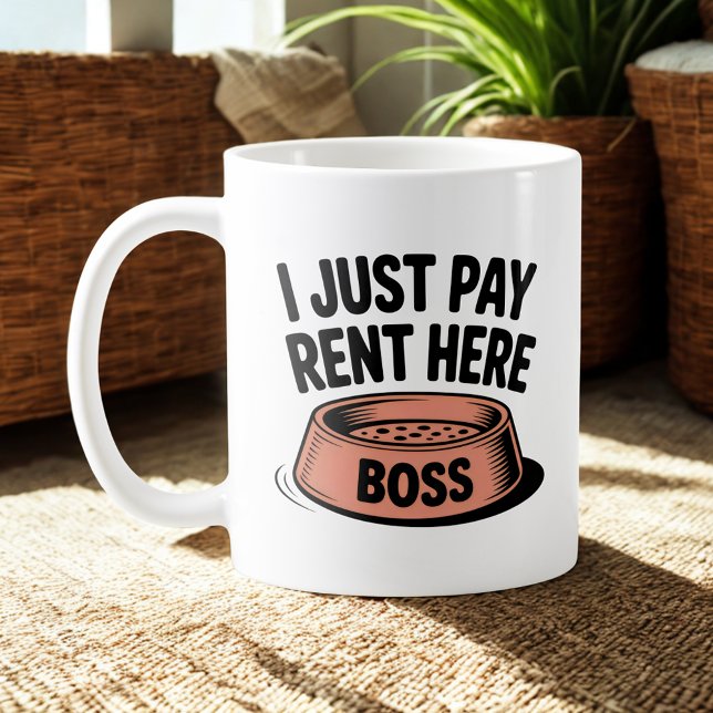 Caneca De Café I Just Pay Rent Here | Pet Rule Humor (Criador carregado)