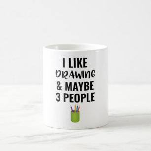 Caneca De Café I Like Drawing And Maybe 3 People