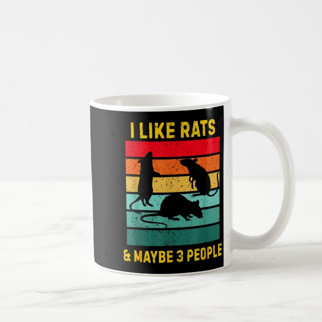 Caneca De Café I Like Rats And Maybe 3 People Shirt Retro Rat Hum (Direita)