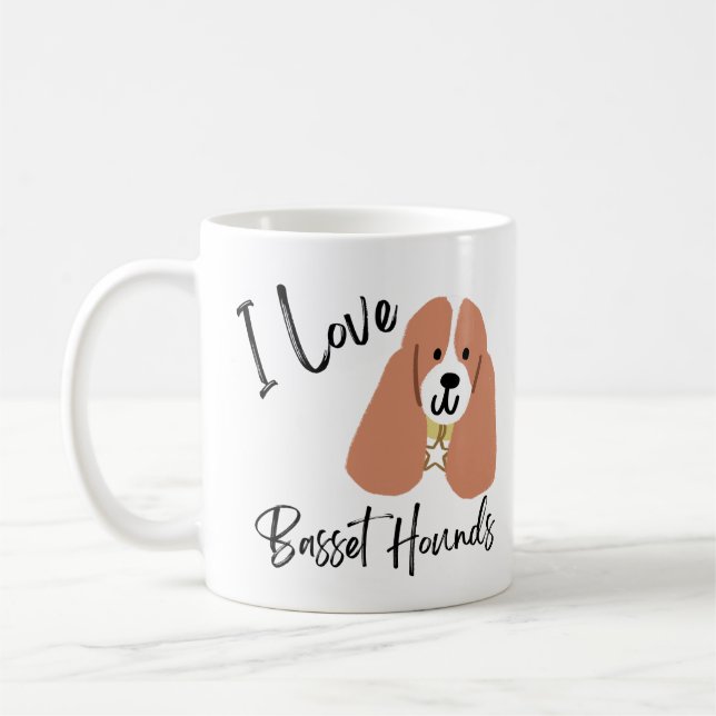 Caneca De Café I Love Basset Hounds  (Esquerda)