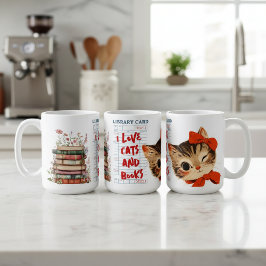 Caneca De Café I Love Cats and Books