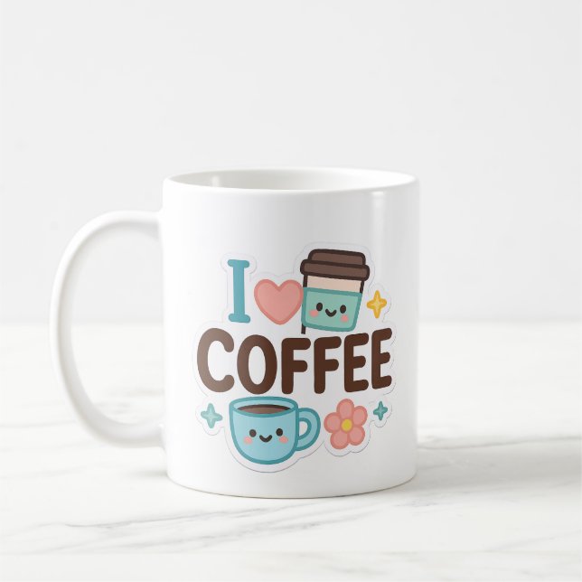 Caneca De Café I Love Coffee Cute Kawaii Sticker – Adorable Coffe (Esquerda)