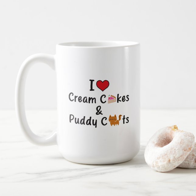 Caneca De Café I Love Cream Cakes & Puddy Cats (Com Donut)