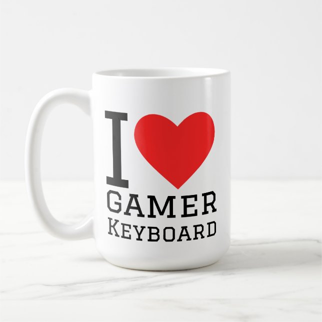Caneca De Café I love gamer keyboard (Esquerda)