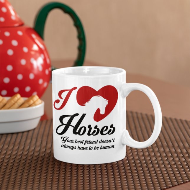 Caneca De Café I Love/Heart Horses (Criador carregado)