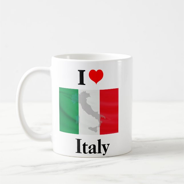 Caneca De Café I Love Italy Flag Map (Esquerda)