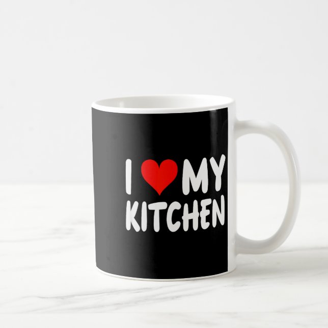 Caneca De Café I Love Kitchen - Heart - Funny Cute Cook Remodel C (Direita)
