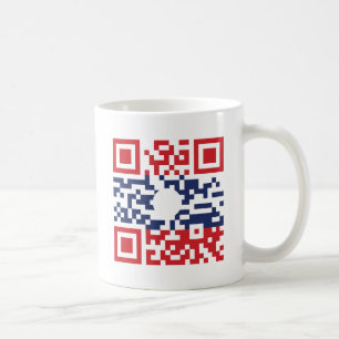 Caneca De Café I Love Laos (Khoy Huk Lao) Flag QR Code   Geek Lao