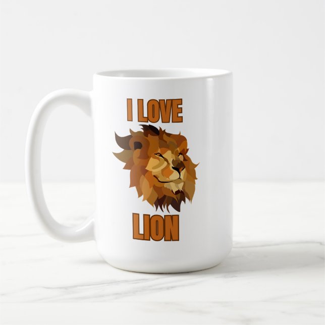 Caneca De Café I LOVE LION – Bold Wildlife Art for Animal Fans (Esquerda)